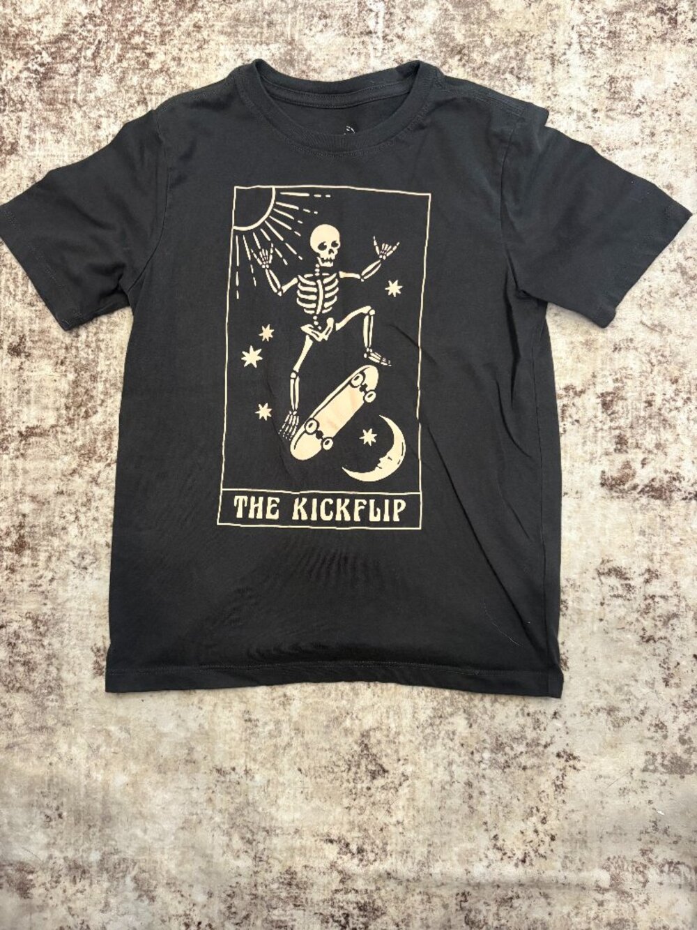 Wonder Nation Boys Size M 8 Black Skeleton Skateboard Tarot Card Tee